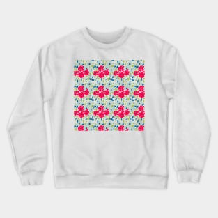 Ditsy Red and Blue Floral Pattern Crewneck Sweatshirt